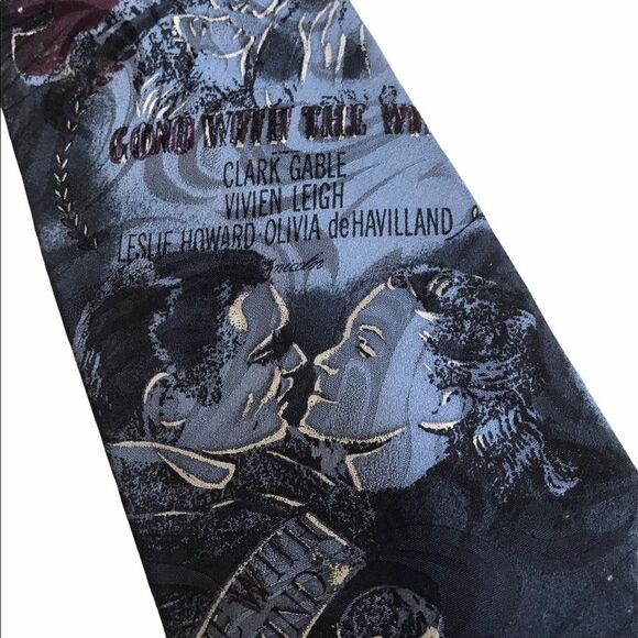 Vintage Gone With The Wind Silk Tie Movie Memorabilia Collectible Blue - Picture 3 of 11